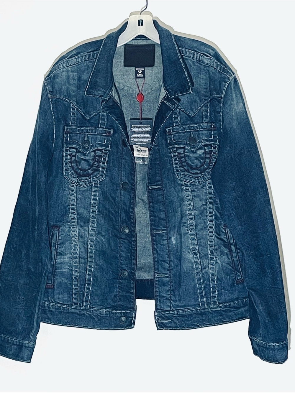 Vintage True Religion Jimmy Super T Red Stitch  Denim Trucker Jacket XXXL